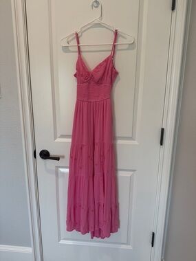 Hollister Women’s Pink Maxi Dress with Eyelet Detail